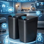 CLEVICH 18.5 Gallon Smart Sensor Trash Can in a modern kitchen, featuring a white stainless steel design with touchless automatic lid and 1-day delivery notice.