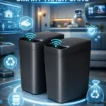 CLEVICH 18.5 Gallon Smart Sensor Trash Can in a modern kitchen, featuring a white stainless steel design with touchless automatic lid and 1-day delivery notice.