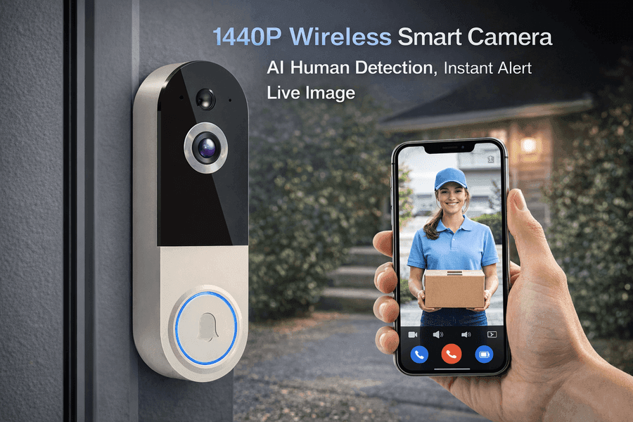 Fishbot 1440P Wireless Smart Doorbells for Home Security