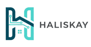 Contact Haliskay integrated with a smart home roof and electronic circuit lines, representing smart living and future technology.