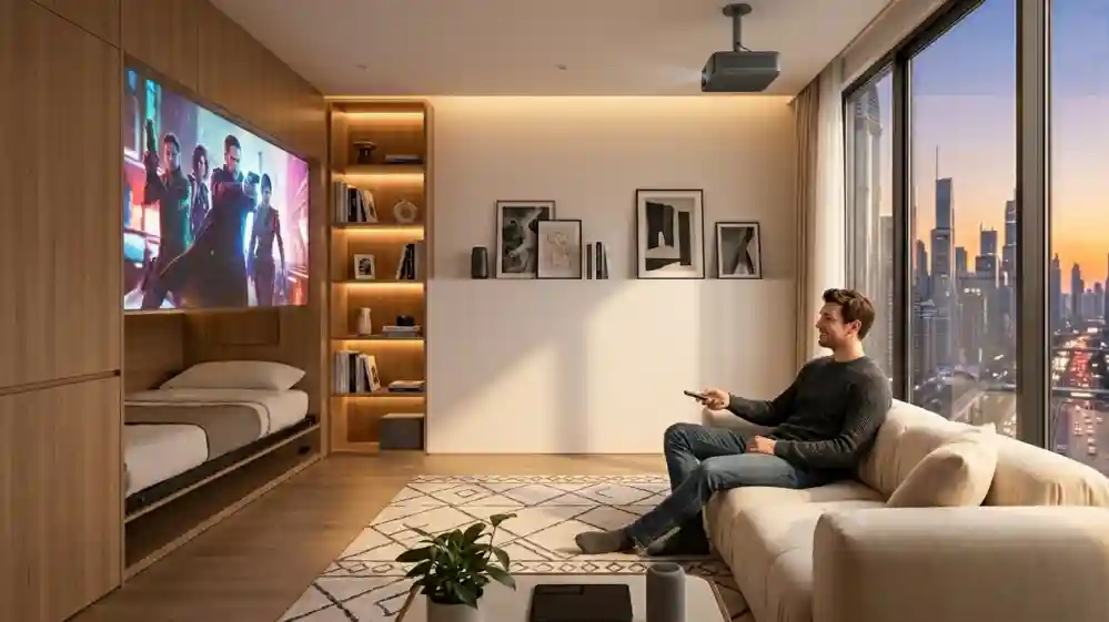 Small Space Lifestyle 2026 projector living room setup