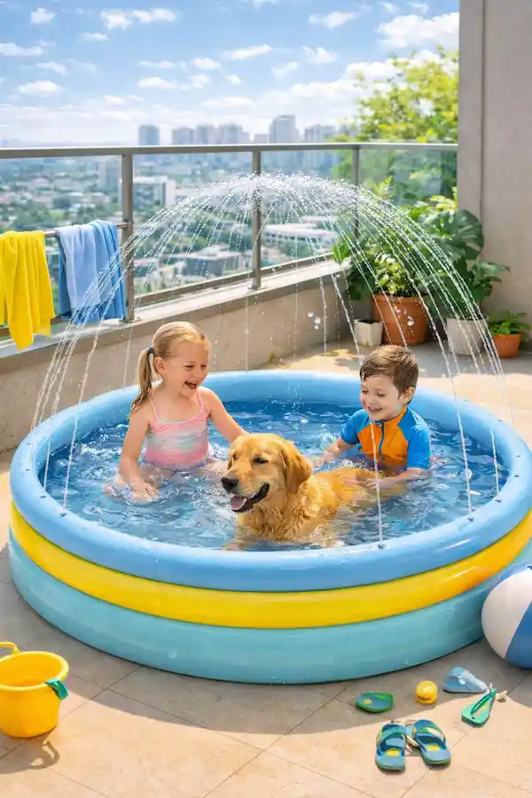 Durable foldable swimming pools in the summer of 2026 for kids and pets in NYC apartments.