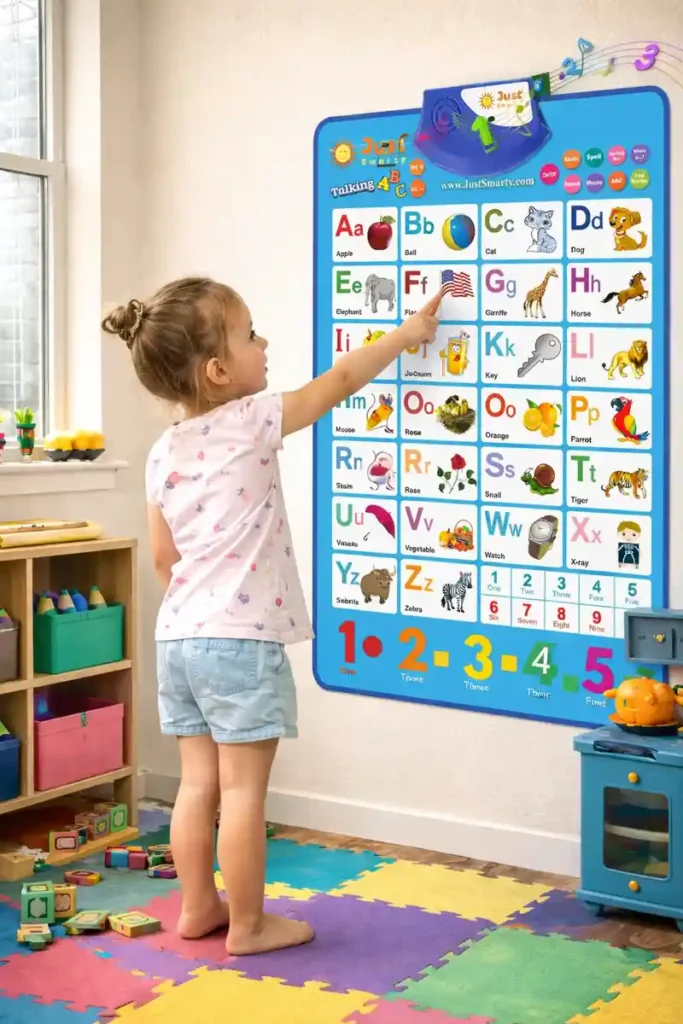 Interactive Just Smarty Chart for Small Space Kids' Playroom Ideas