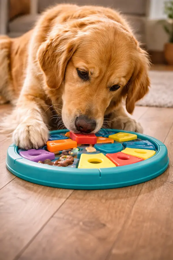 Mental stimulation and interactive toys to improve Apartment Dog Living well-being.