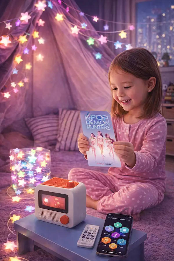 Yoto Card for K-Pop Demon Hunters soundtrack, an interactive audio card for kids used with the Yoto Player, one of the top space-saving smart devices for playrooms.