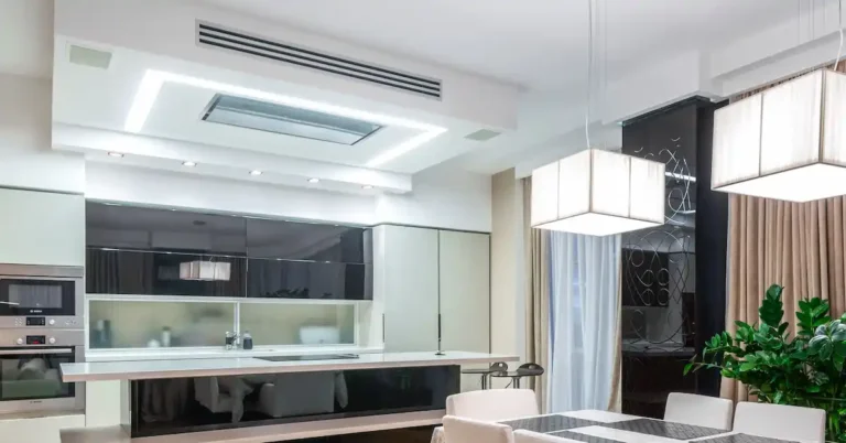 Modern smart ventilation system installed in a compact living space for winter air quality